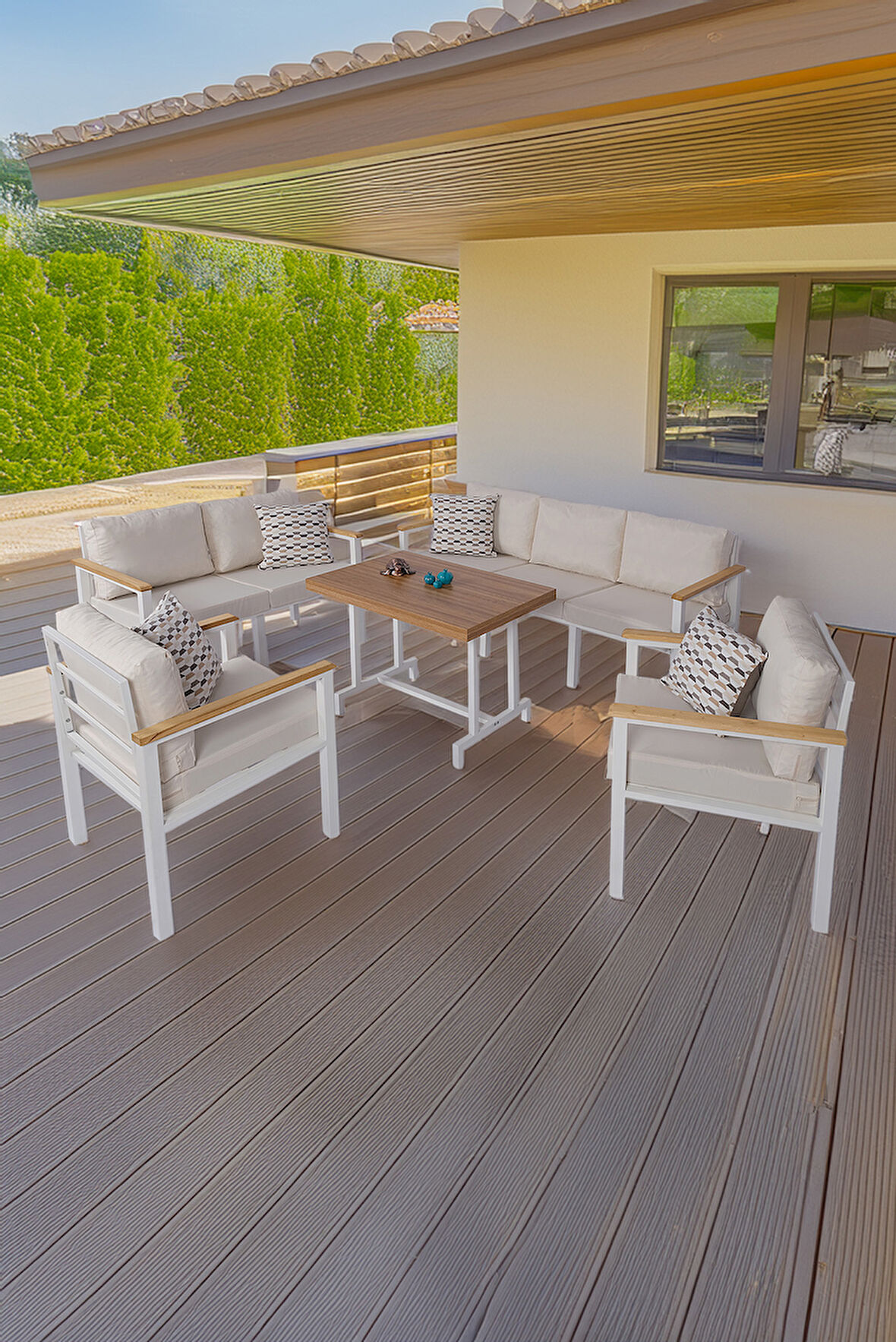 NEOKAS  Balkon Mobilyası, Bahçe Takımı, Kafe Koltuğu, Bekleme Alanı Koltuğu, 1 +1 + 2 + 3 + Masa