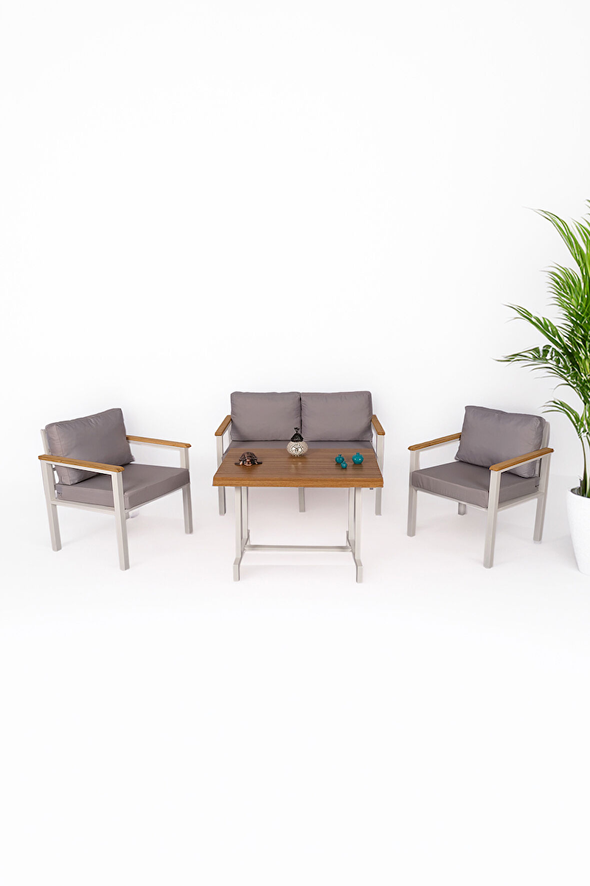 NEOKAS  Balkon Mobilyası, Bahçe Takımı, 1+1+2+Masa, Kafe Koltuğu, Bekleme Alanı Koltuğu