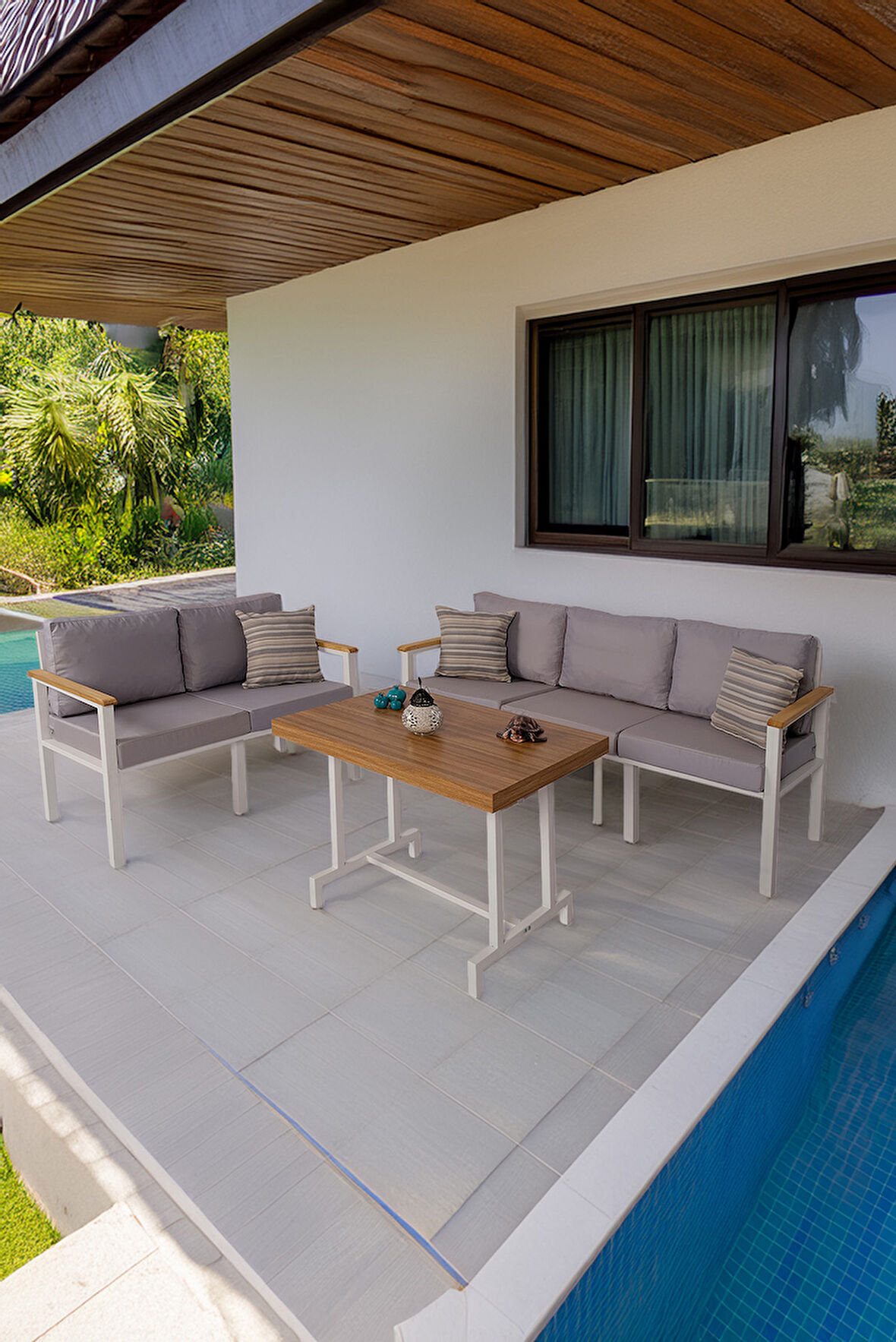 NEOKAS  Bahçe Takımı, Balkon Mobilyası, 2+3+Masa, Kafe Koltuğu, Minimalist Tasarım