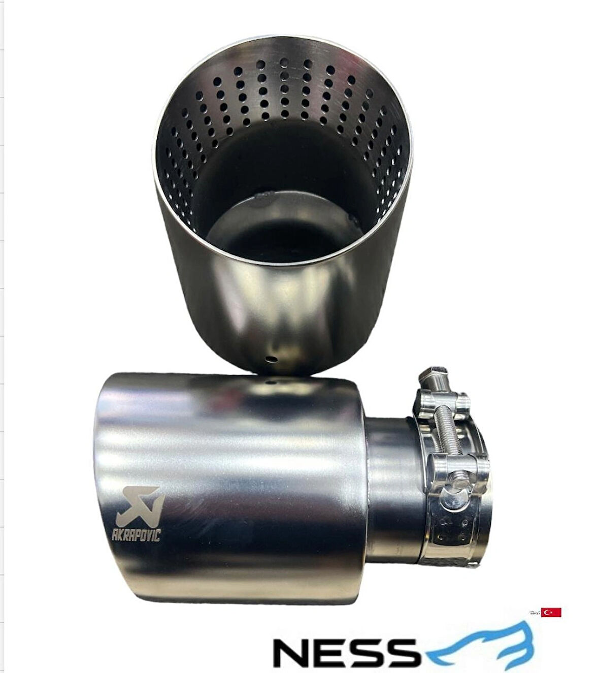 AKRAPOVİC 100 MM İÇİ DELİKLİ KROM İTHAL  TEKLİ EGZOZ UCU (2 ADET)
