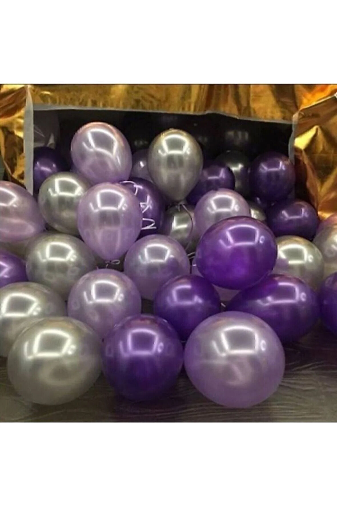 30 Adet Mor, Pembe, Gümüş Parlak Balon Nanopro