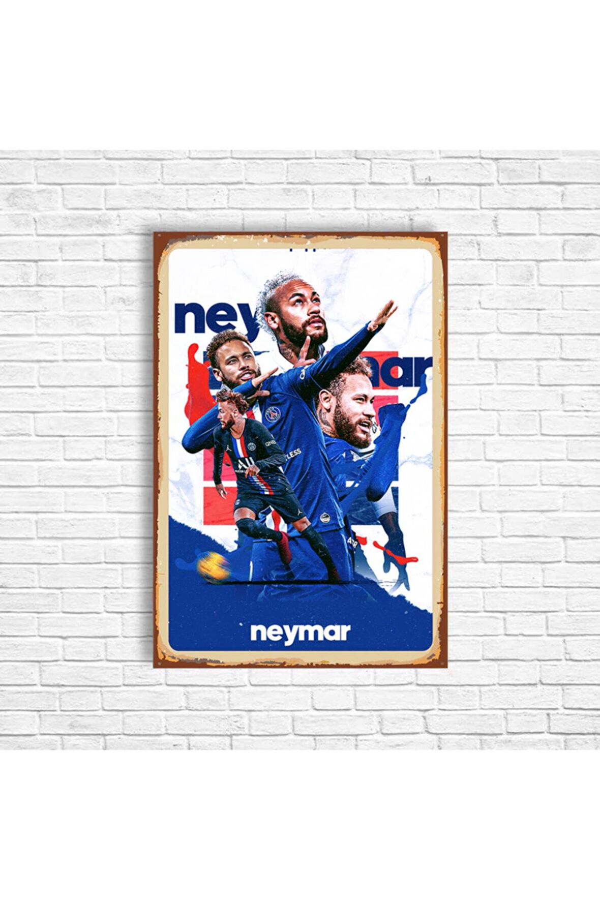 Neymar Jr Retro Ahşap Poster