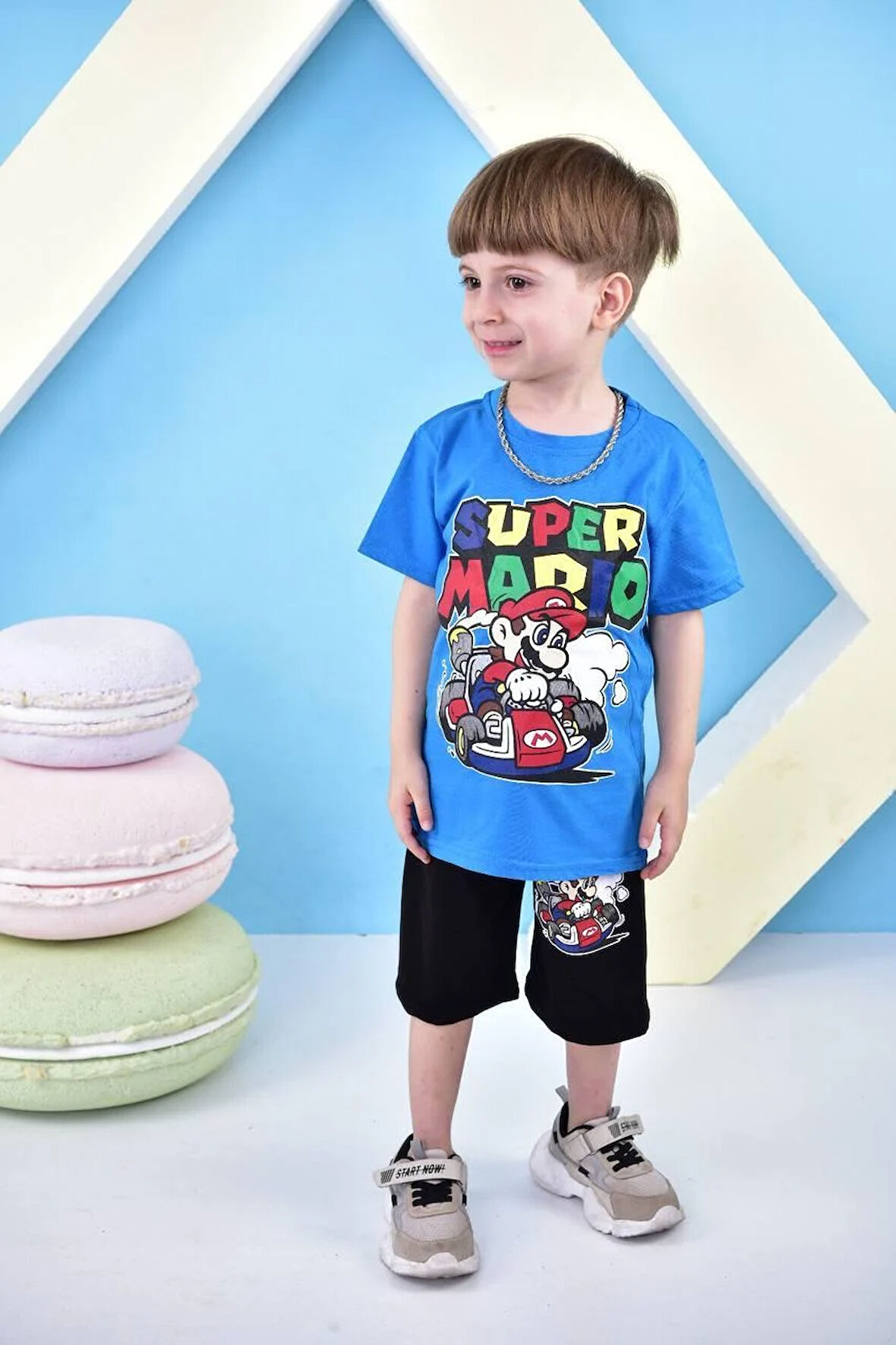 Erkek Çocuk Super Mario Baskılı Şortlu Alt Üst Takım