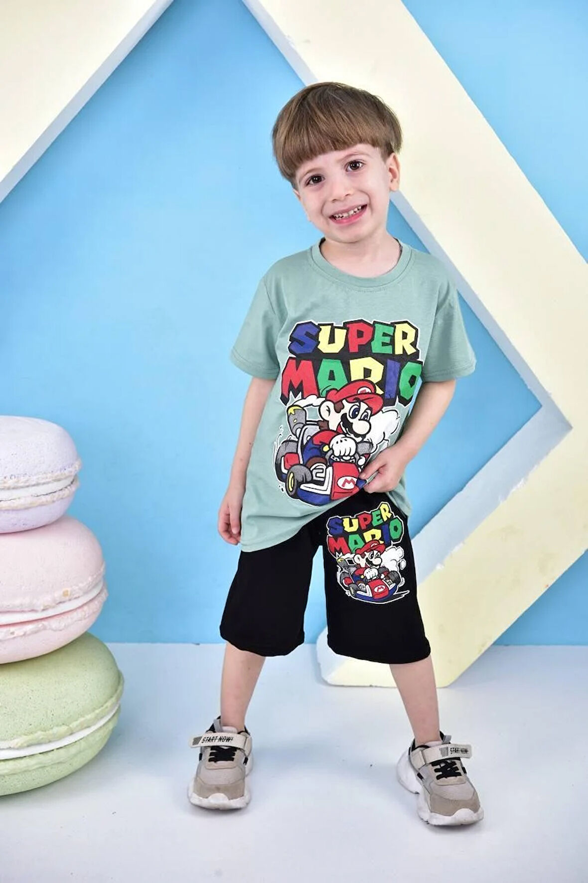 Erkek Çocuk Super Mario Baskılı Şortlu Alt Üst Takım