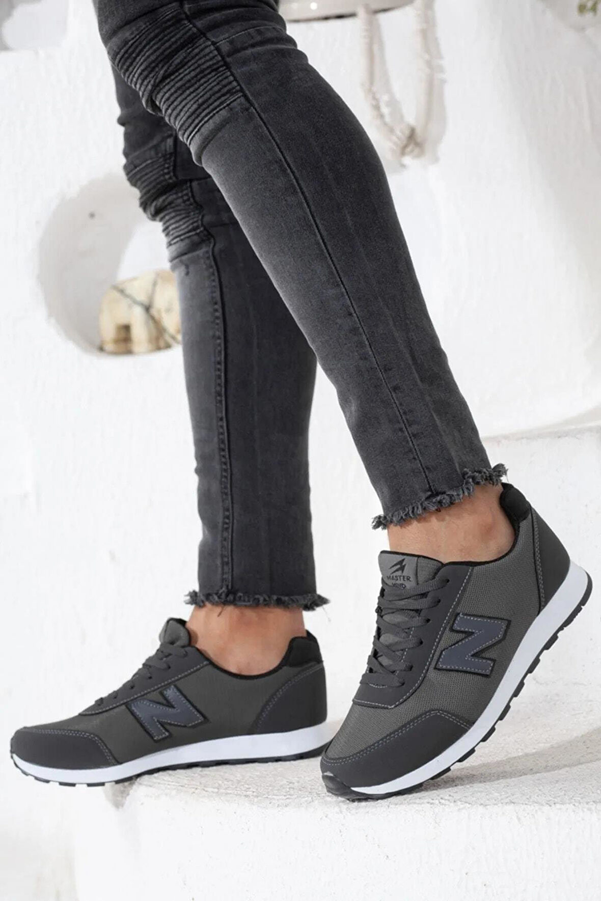 Erkek Günlük Comfort Casual Rahat Taban Esnek Bağcıklı Yürüyüş Triko Sneaker Beyaz Spor Ayakkabı