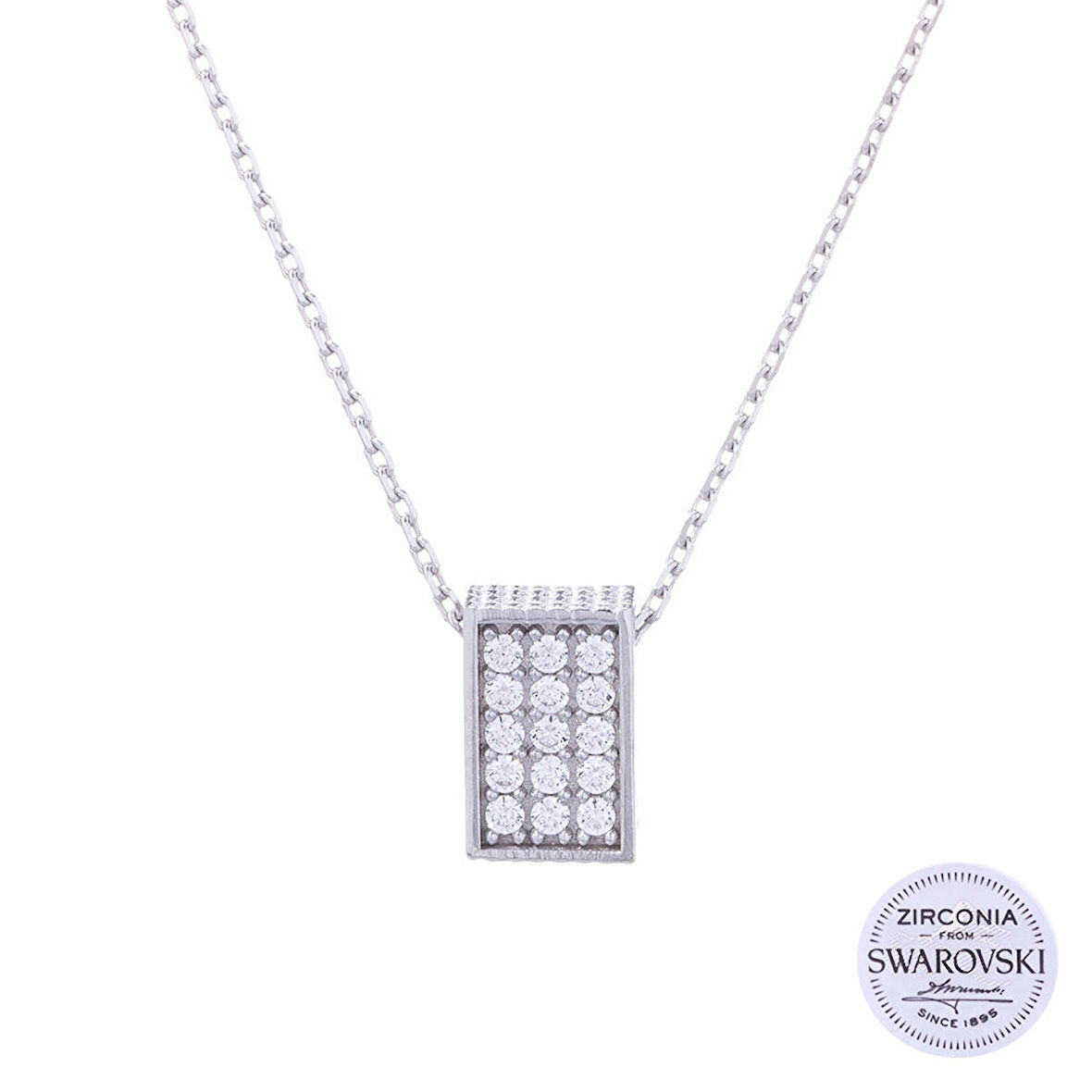925 Ayar Gümüş Swarovski Taşlı Kolye