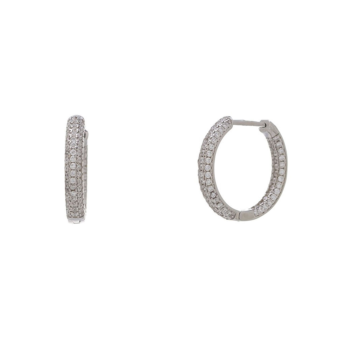 18 mm Halka Model-2 925 Ayar Gümüş Zirkon Taşlı Kadın Küpe