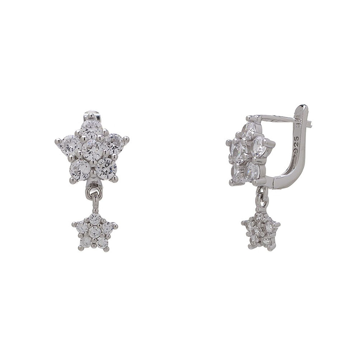 Çiçek Model-4 925 Ayar Gümüş Zirkon Taşlı Kadın Küpe