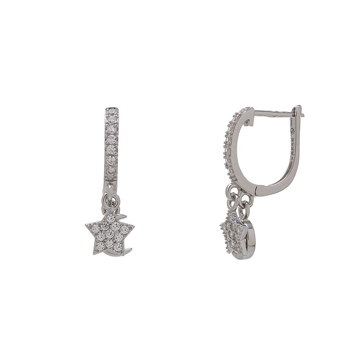 Ayyıldız Model Zirkon Taşlı 925 Ayar Gümüş Kadın Küpe