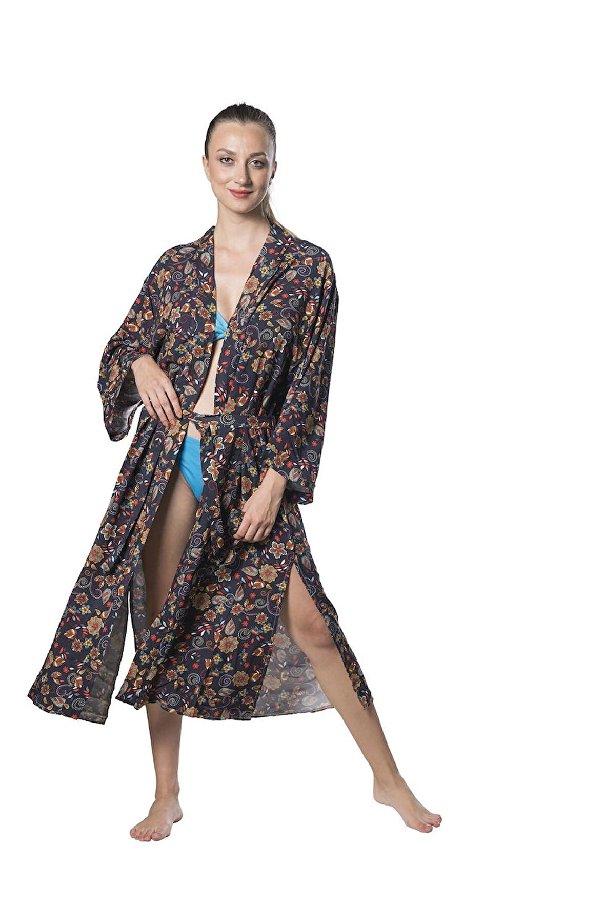 Özel Tasarım Pamuk Viskon Uzun Kimono - Bahar