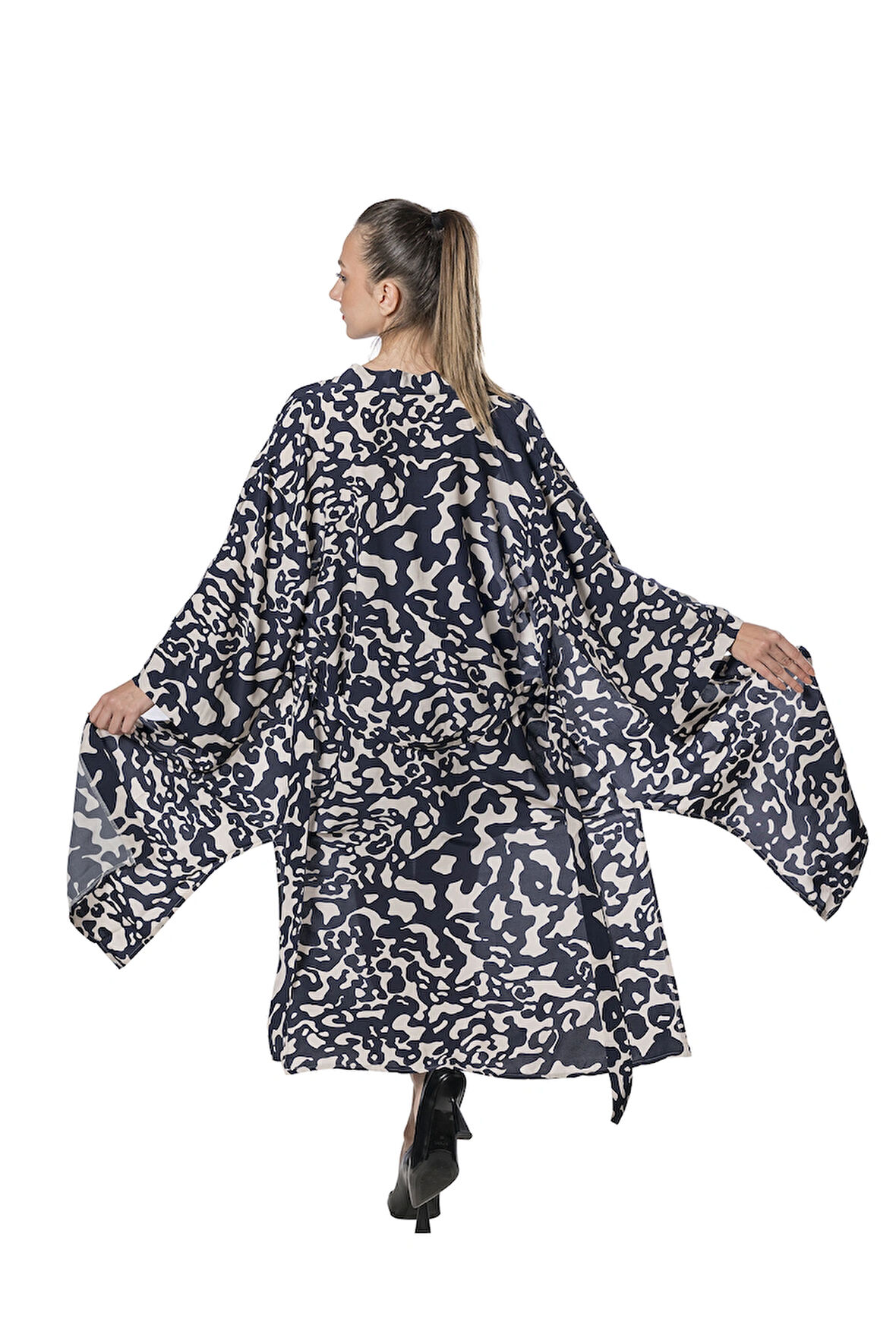 Özel Tasarım Krep Viskon Uzun Kimono - Dama