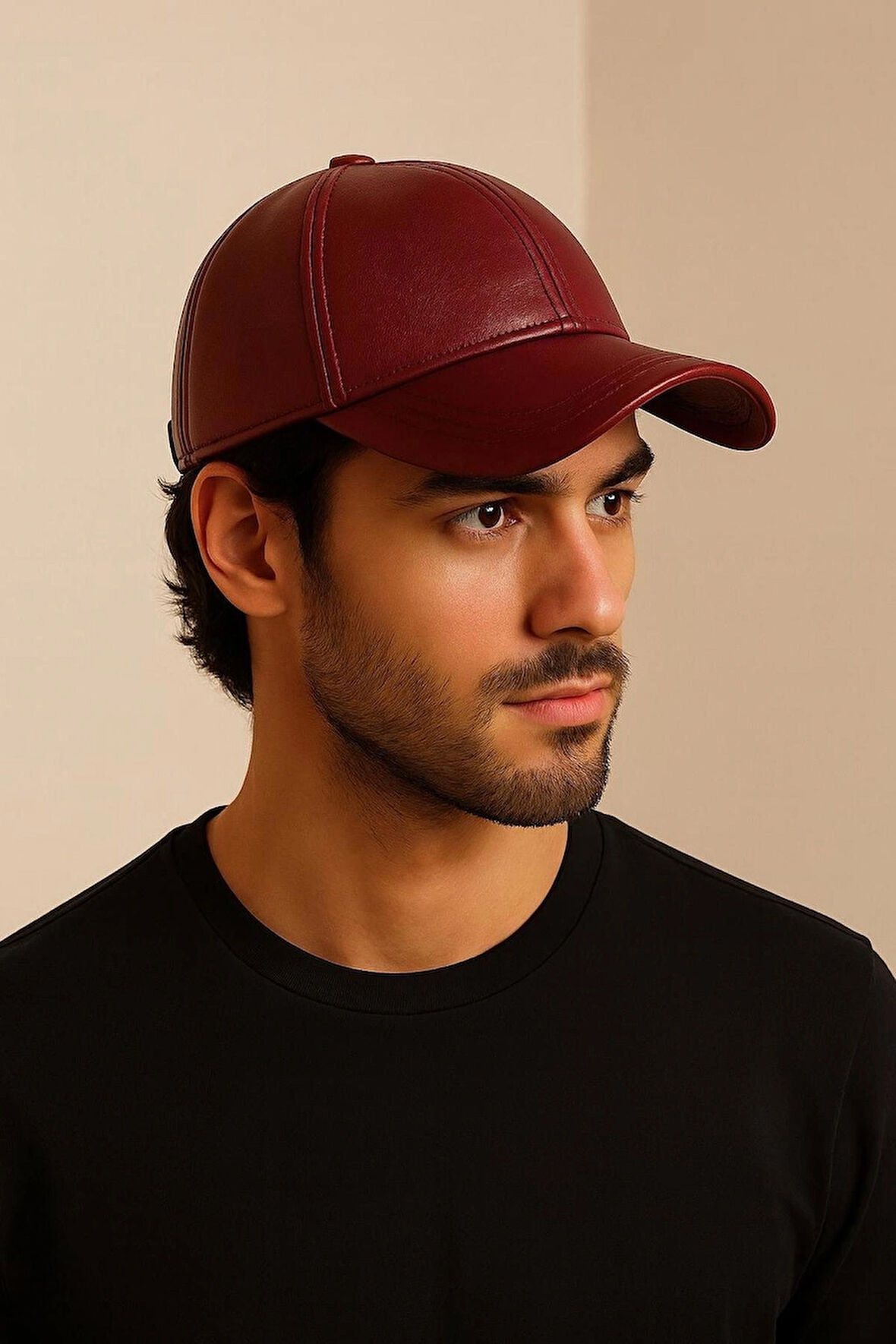 %100 PU Deri Şık ve Ayarlanabilir Unisex Deri Kep Kadın/Erkek Deri Şapka Spor Model