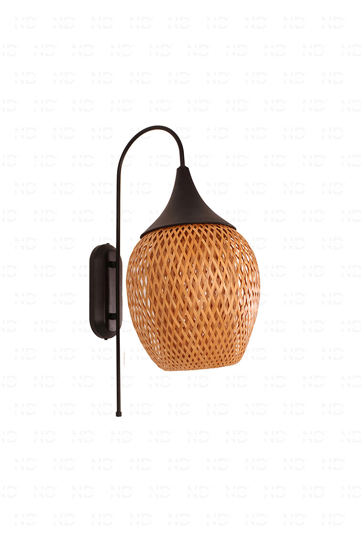 Boja Bambu Siyah Detay Aplik 25x25x60 cm İskandinav, Modern, Bohem, Rattan, Aydınlatma