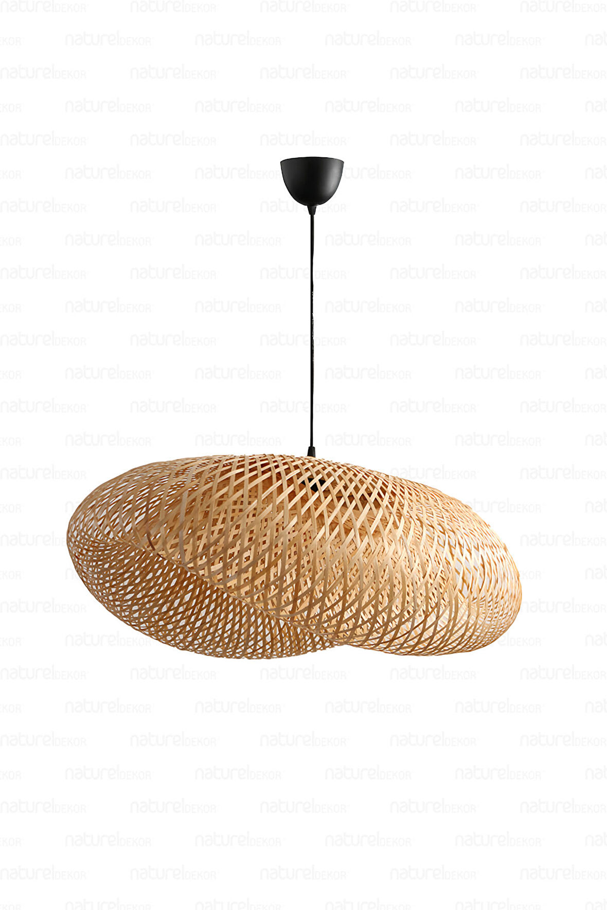 Bohem Bambu Elips Sarkıt Avize Lamba 60cm - Iskandinav, Modern, Bohem, Rattan Aydınlatma