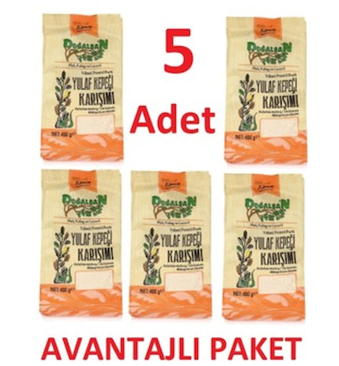 Doğalsan Yulaf Kepeği Karışımı 400gr x 5 Adet Avantajlı Set