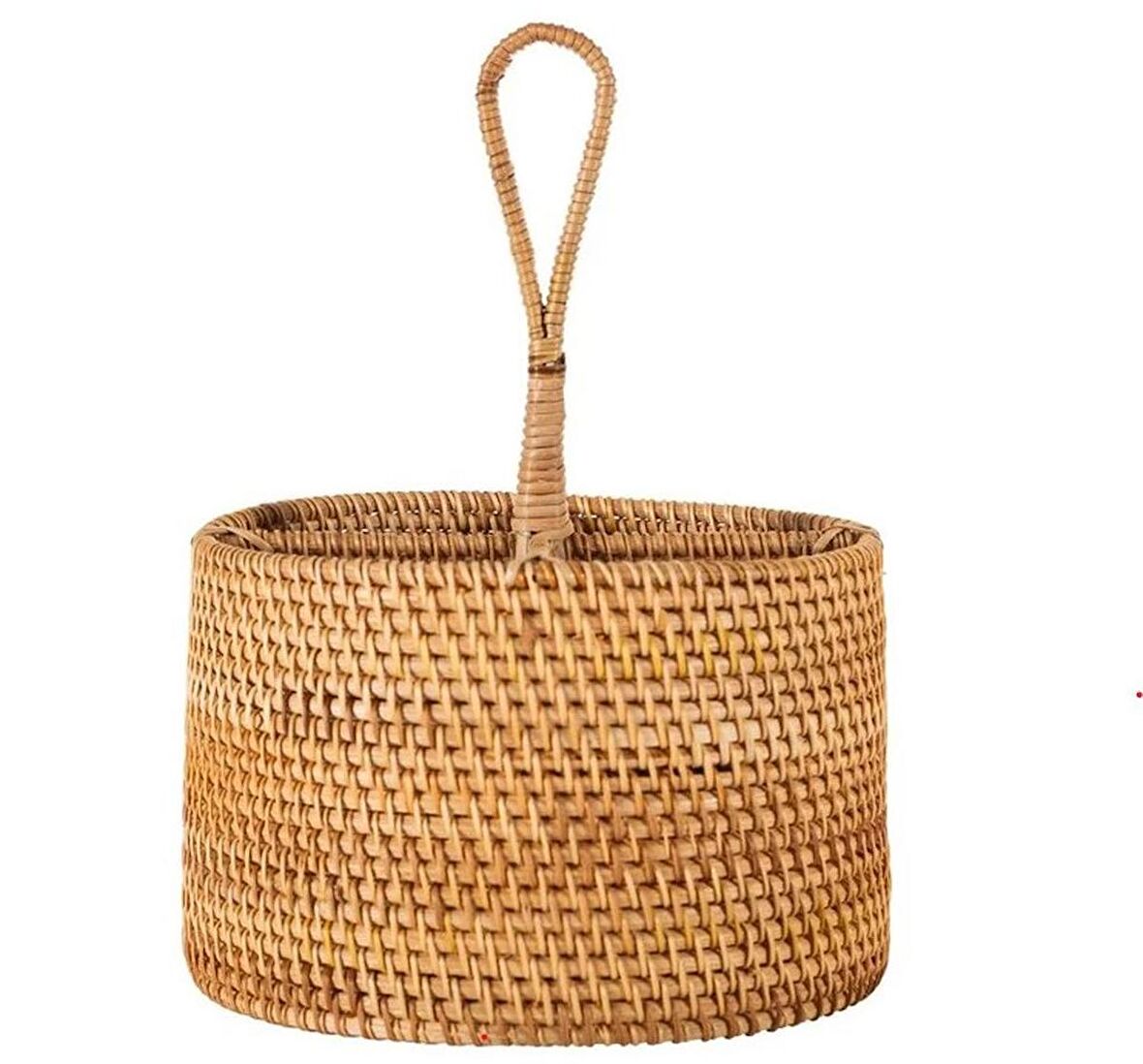 Bohem Yuvarlak Rattan Çatallık ve Kaşıklık, Iskandinav, Modern