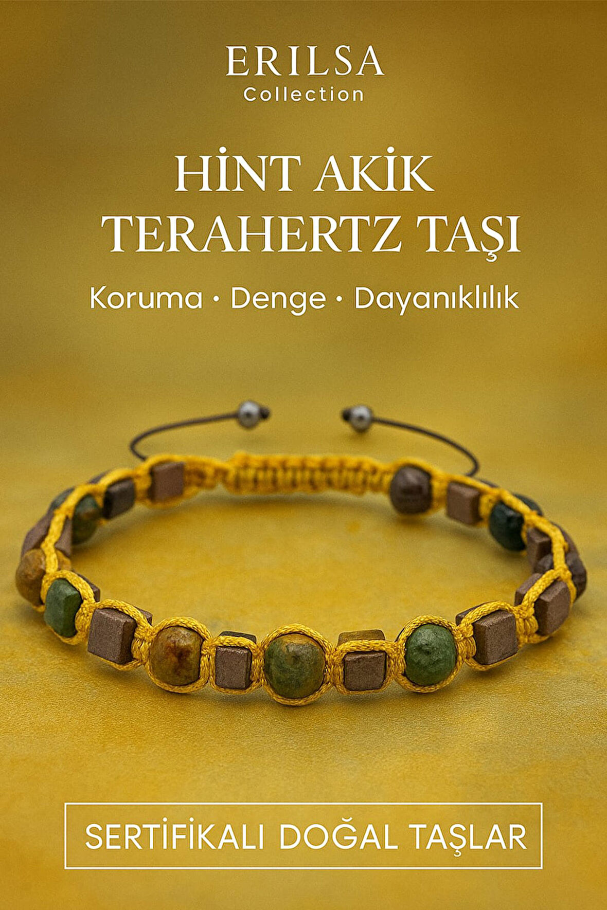 Sertifikalı Hint Akik ve Terahertz Taşı Bileklik – Güç, Koruma ve Dengeyi Bir Araya Getirir