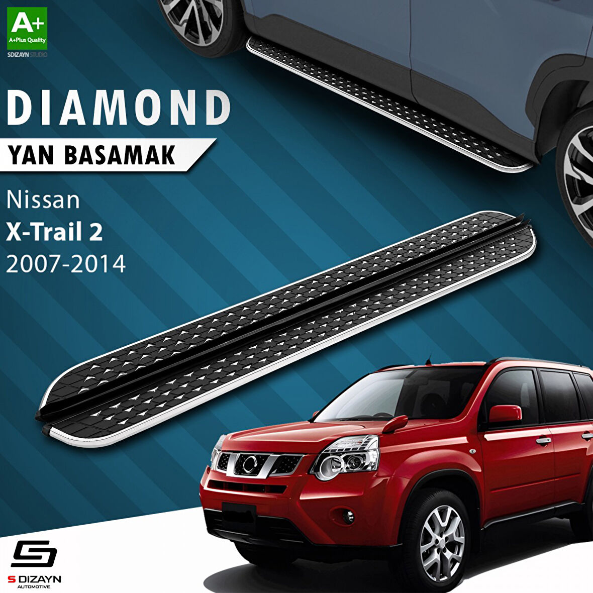 S-Dizayn Nissan X-Trail T31 Diamond Krom Yan Basamak 173 Cm 2007-2014 A+ Kalite