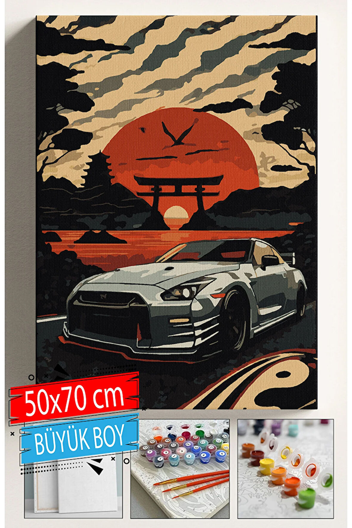 Sayılarla Boyama Seti Numaralı Tuval Fırça Boya Dahil Kasnaklı Set 50x70 Cm - NİSSANGTR