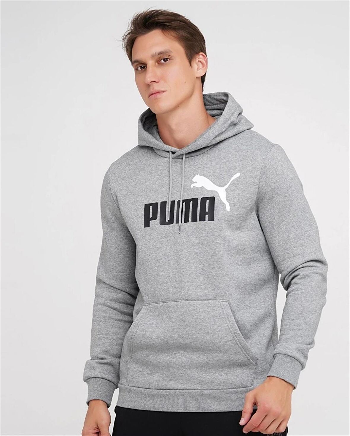 Puma Ess+ 2 Col - Erkek Gri Pamuklu Kapüşonlu Sweatshirt - 586764 04