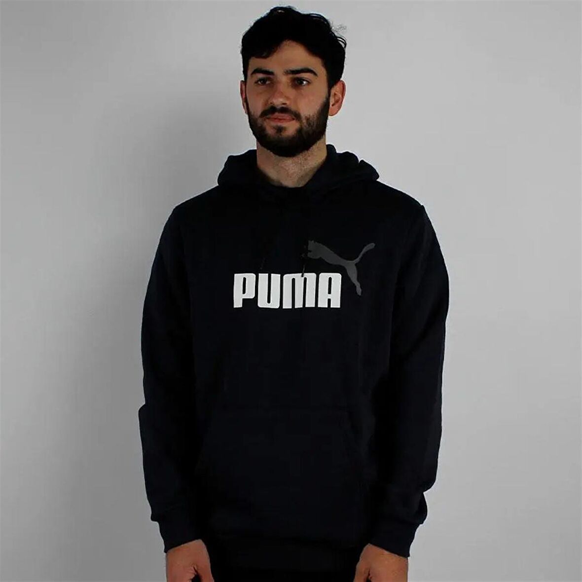 Puma Ess+ 2 Col - Erkek Siyah Pamuklu Kapüşonlu Sweatshirt - 586764 61