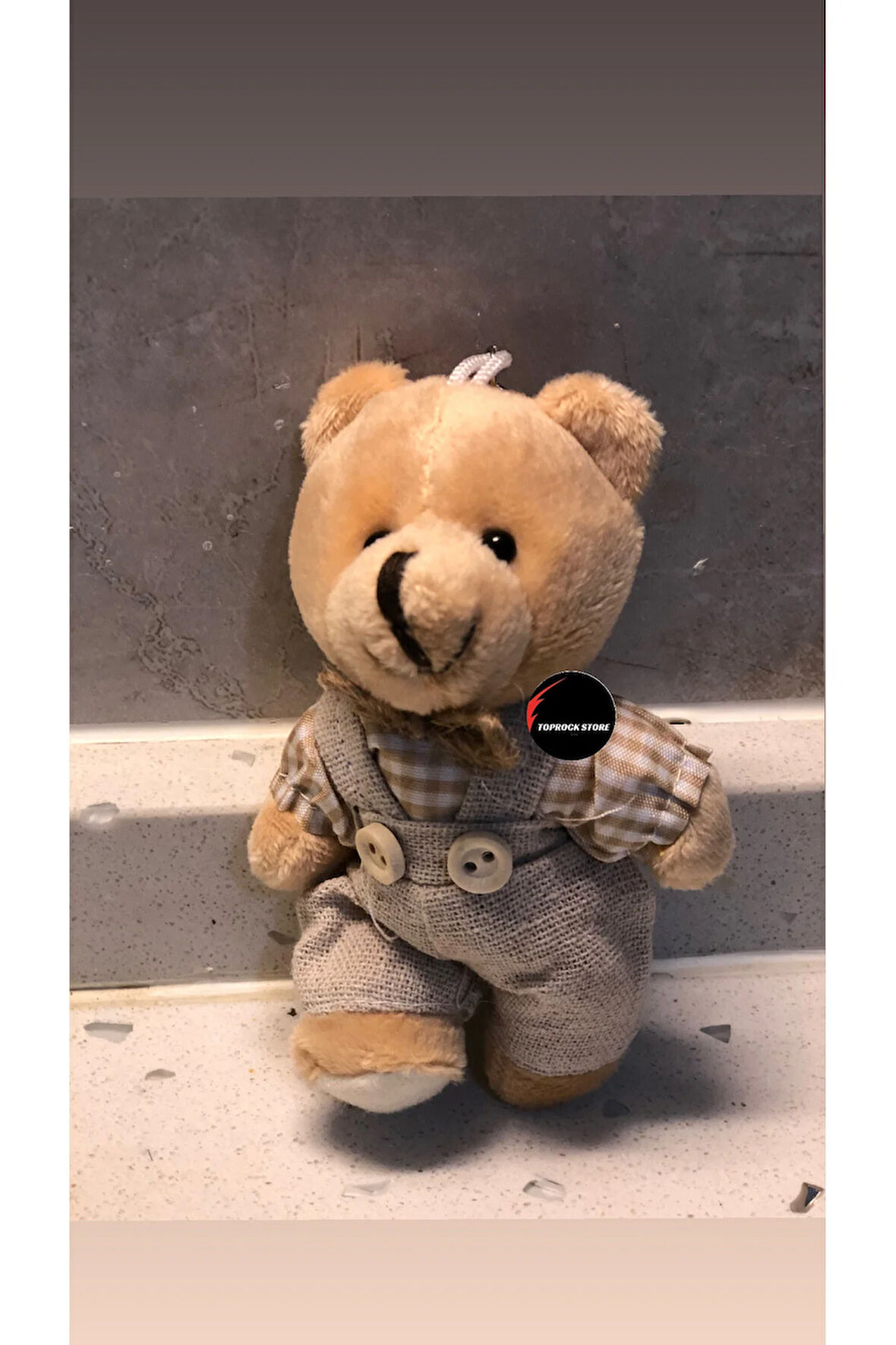 Sevimli Elbiseli Tulumlu Ayıcık Peluş Oyuncak Anahtarlık Uyku Arkadaşı Hediyelik 12 CM