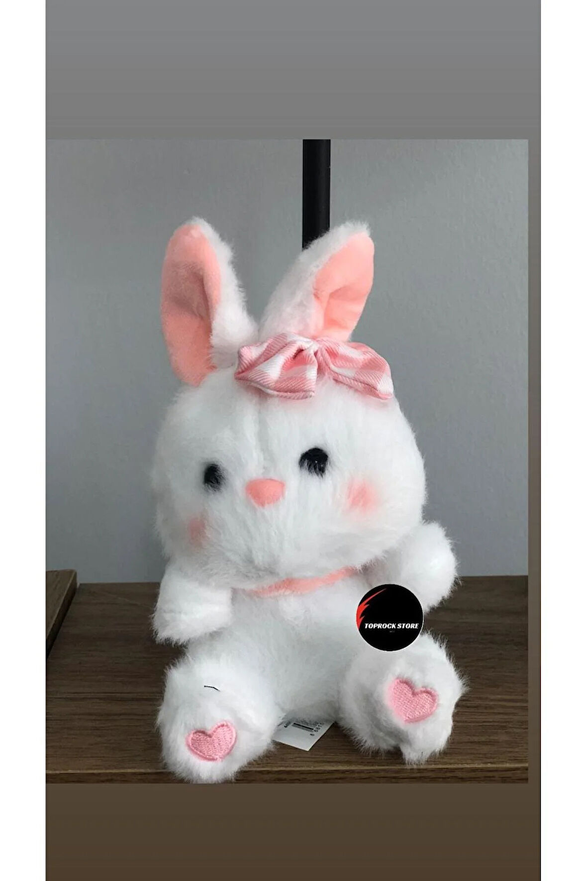 Sevimli Tavşan Peluş Oyuncak Kurdelalı Kalpli Hediyelik Uyku Arkadaşı 15 Cm