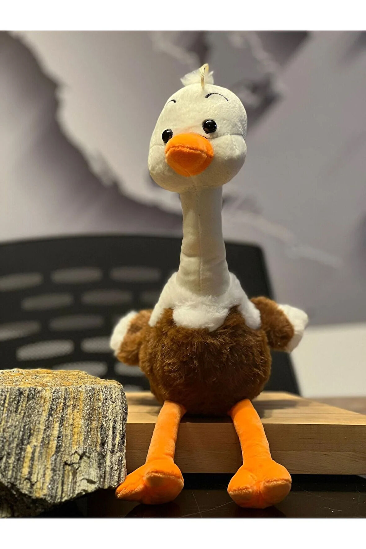 Küçük Kahverengi Deve Kuşu Peluş 40cM