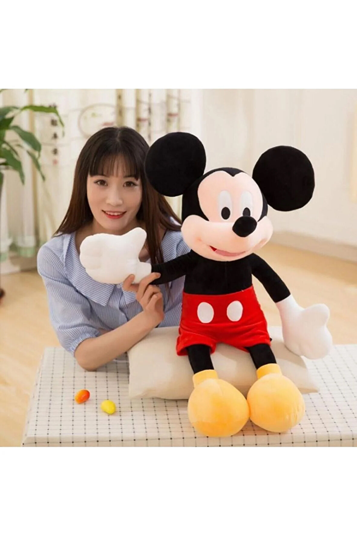 Miki Fare Mickey Mouse Minnie Mouse Figür Peluş Oyuncak Uyku & Oyun Arkadaşı Büyük Boy 50 Cm.