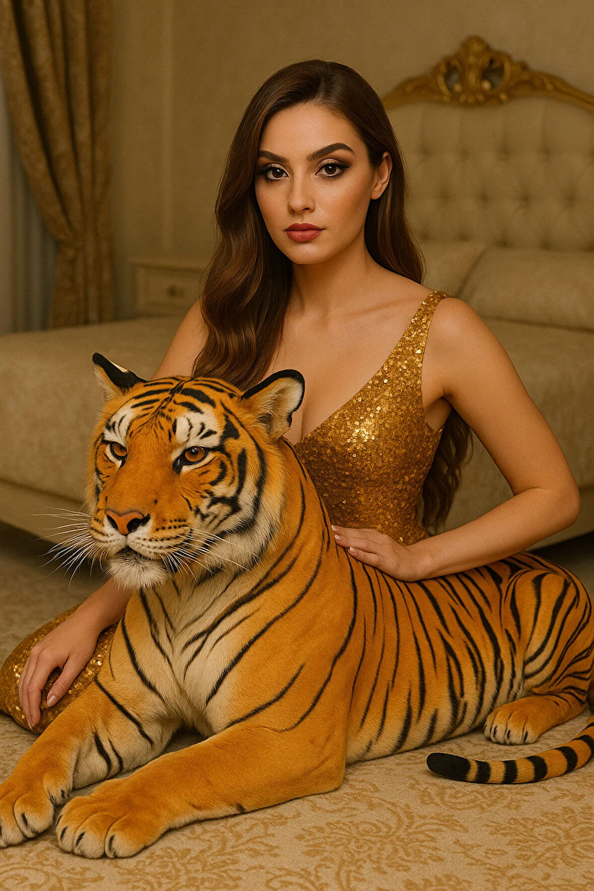 100 cm Dev Boy Peluş Kaplan Oyuncak – Gerçekçi Tasarım, Yumuşak Kumaş