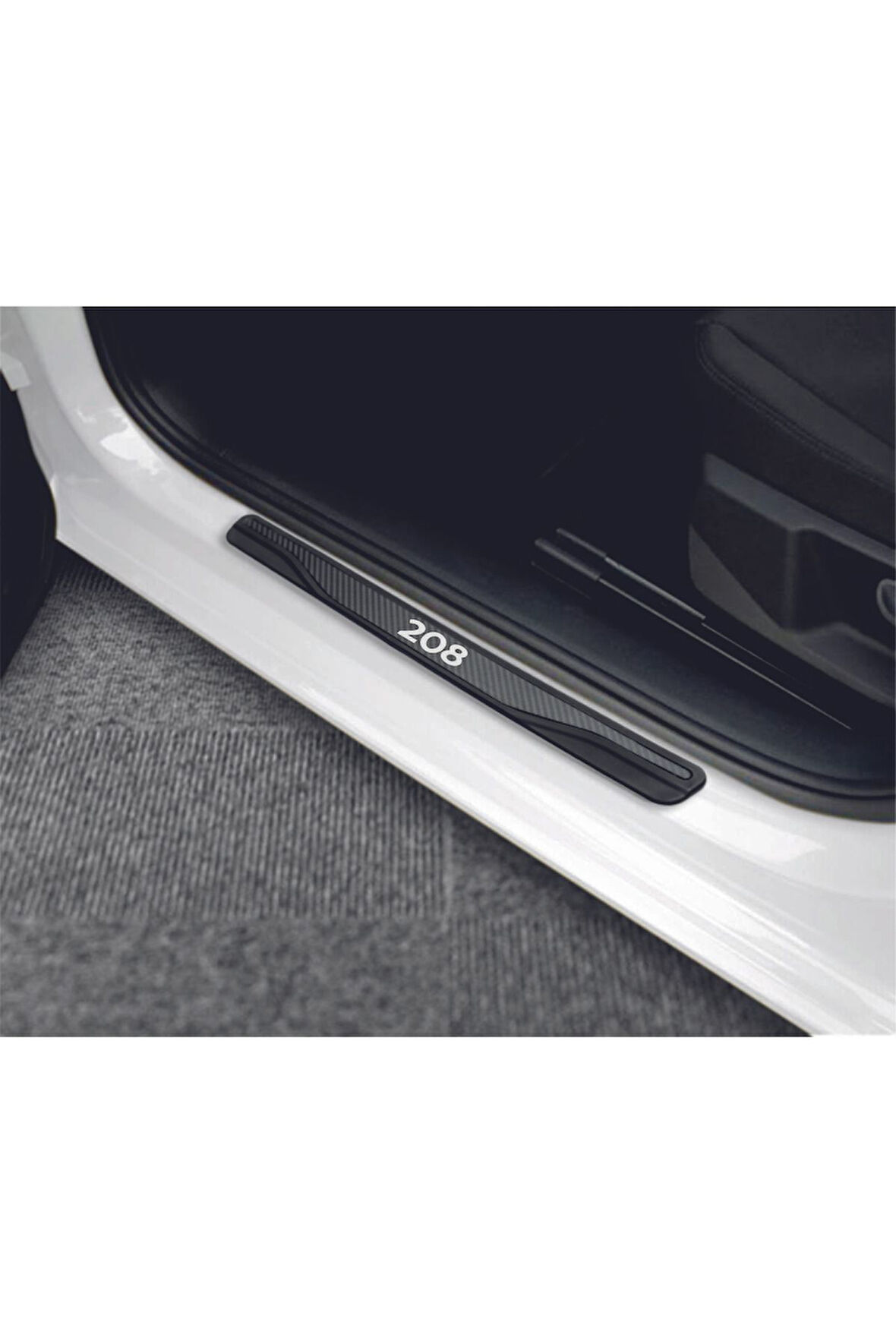 PEUGEOT 208 TÜM MODELLER UYUMLU NEW KARBON KAPI EŞİĞİ 4 PARÇA YAZILI