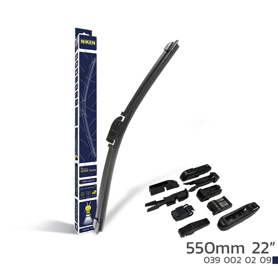 Niken 550Mm 9 Aparatlı Banana Tip Silecek