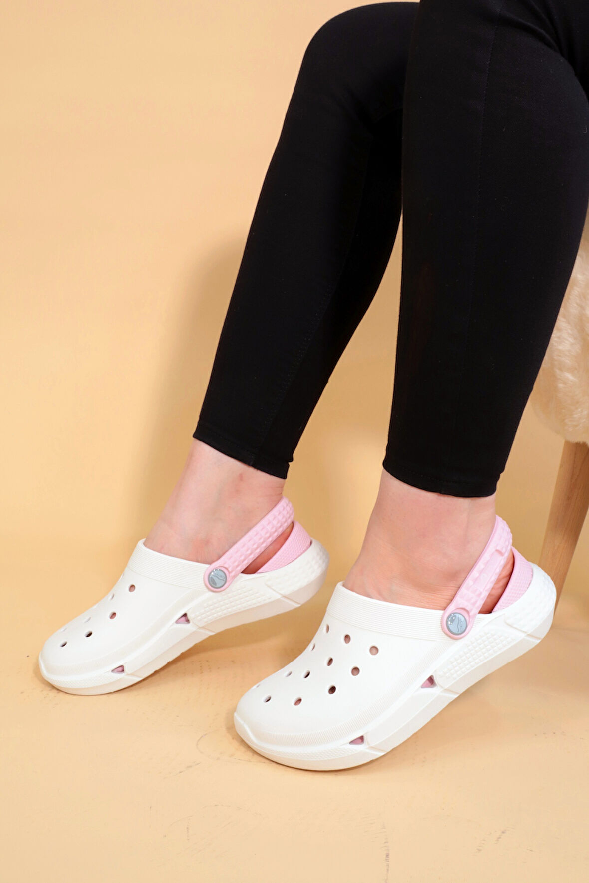 Konfores 1253-Troya Tam Anatomik Doktor ve Hemşire Terliği - NKT01253-beyaz-pembe-36-37