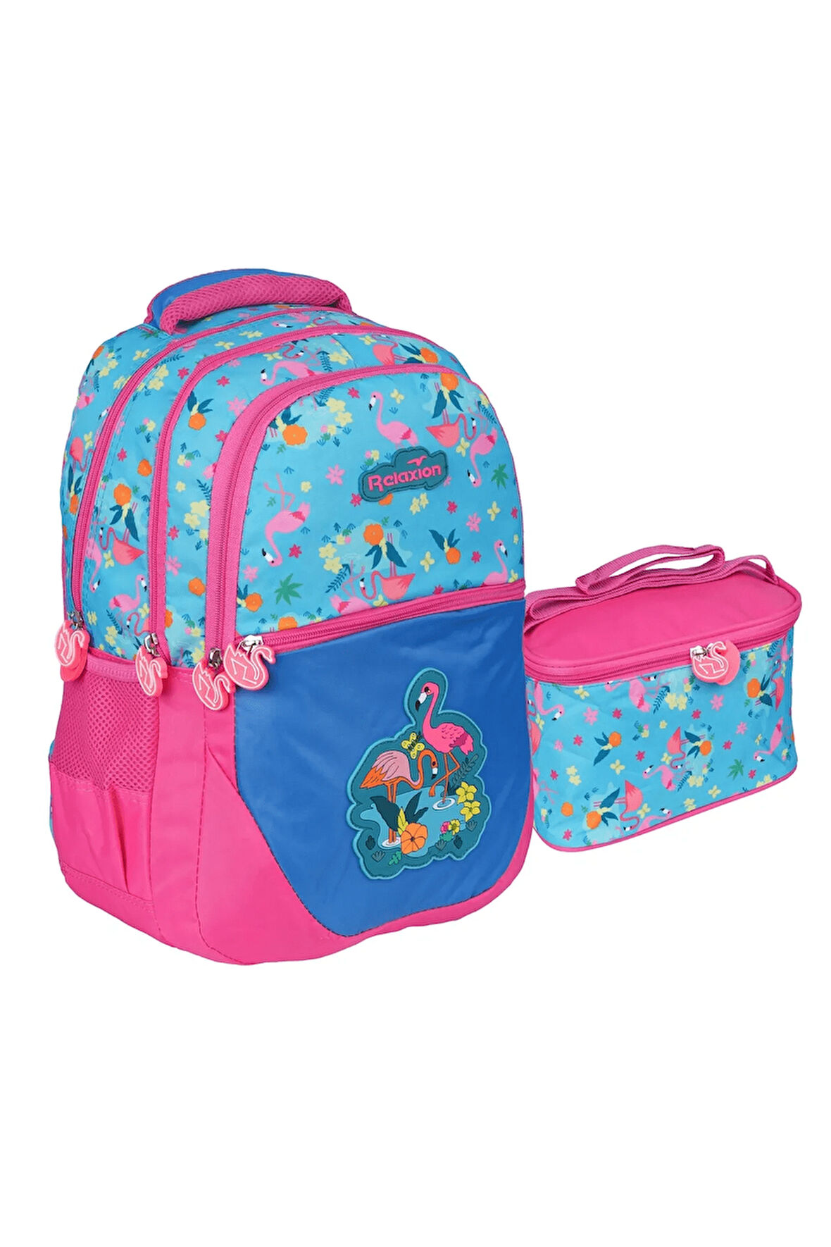 Relaxion Yeni Sezon Figürlü Unisex İlkokul Çantası İkili Takım - NKT02109-mavi-pembe-TEKEBAT