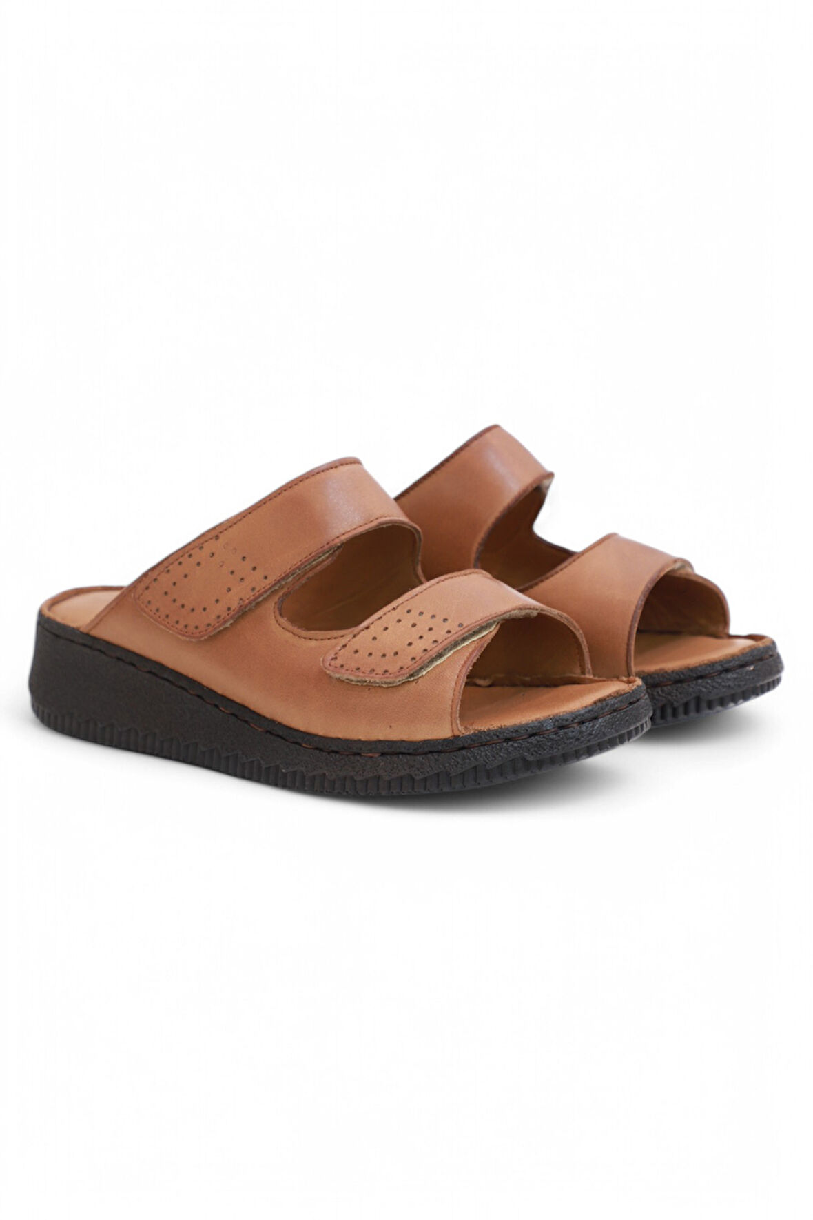 Konfores 2122 Ultra Hafif Esnek Tabanlı Hakiki Deri Tam Anatomik Kadın Terlik - NKT02122-TABA-39