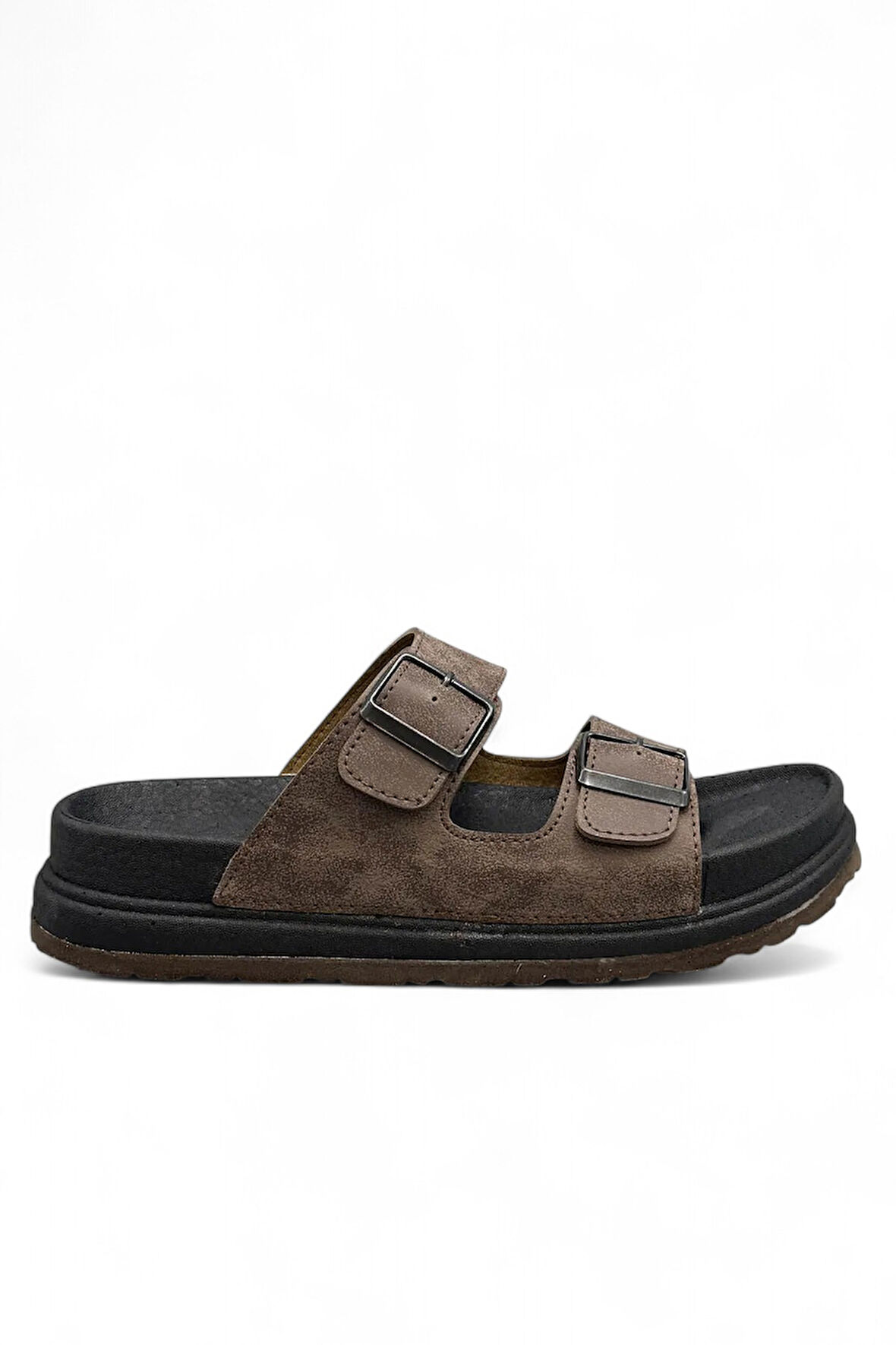 2161 Çift Tokalı Tam Anatomik Tabanlı Günlük,Umre ve Hac İçin Uyumlu Erkek Terlik - NKT02161-kahverengi-40