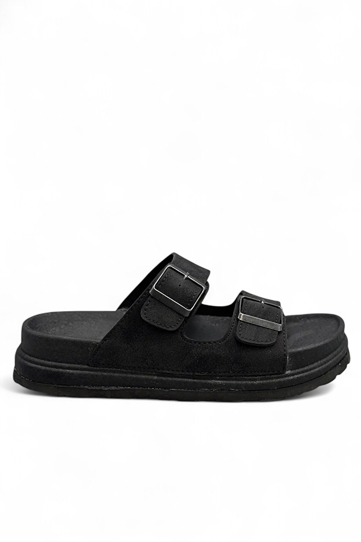 2161 Çift Tokalı Tam Anatomik Tabanlı Günlük,Umre ve Hac İçin Uyumlu Erkek Terlik - NKT02161-siyah-42