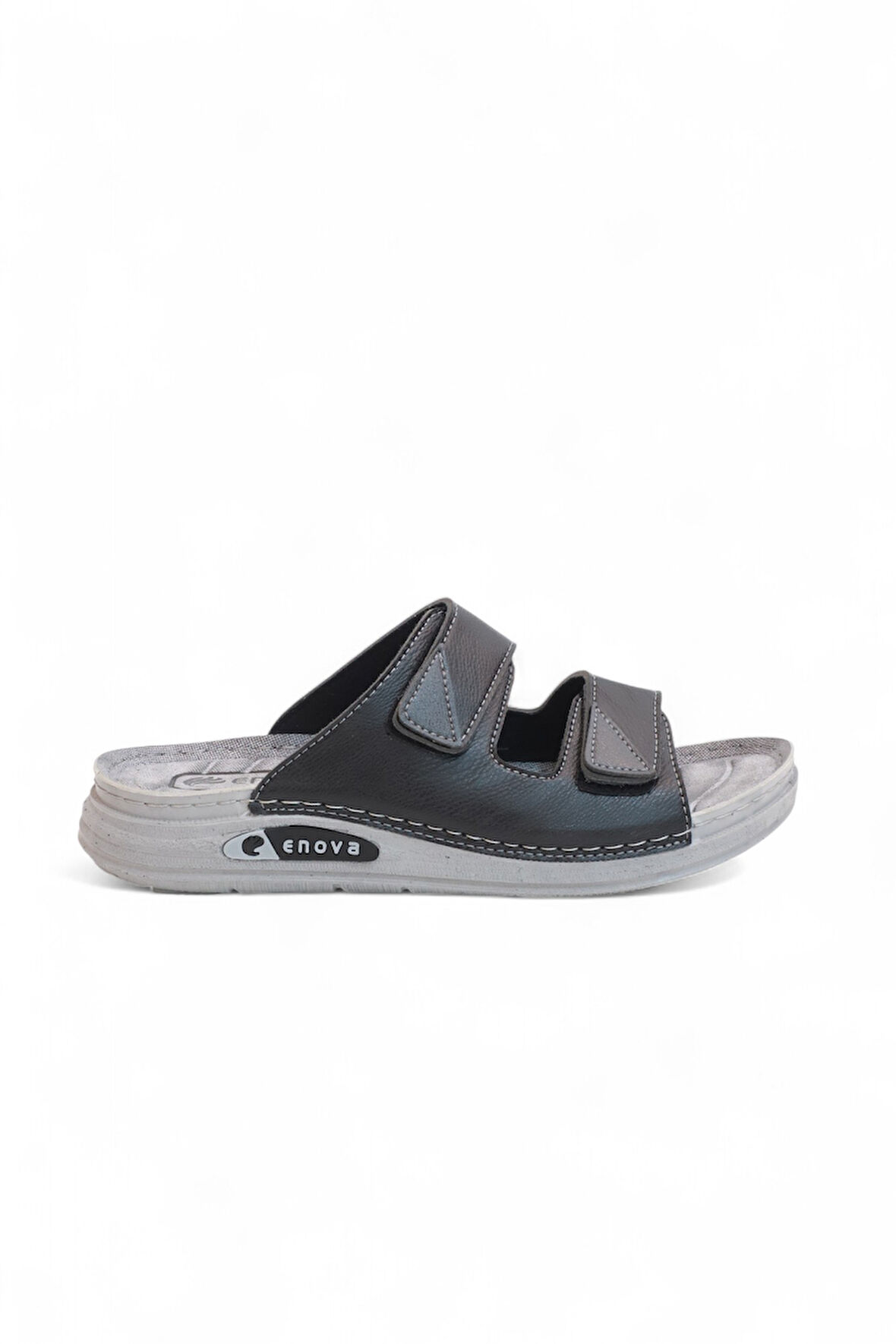 2166-Enova Çift Cırtlı Tam Anatomik Tabanlı Günlük,Umre ve Hac İçin Uyumlu Erkek Terlik - NKT02166-siyah-42