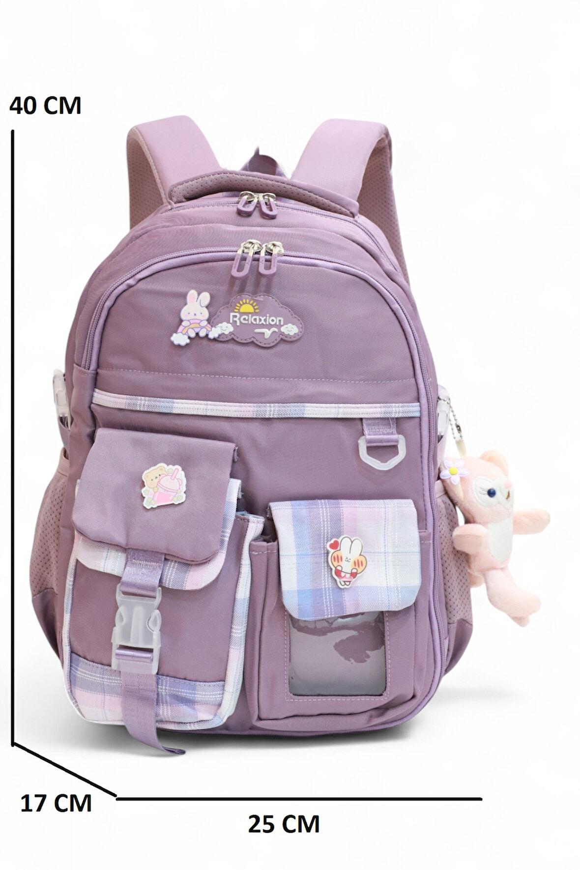 Relaxion 2174-1450 İthal Kore Tarzı Unisex Çocuk İlkokul Sırt Çantası - NKT02174-MOR-TEKEBAT