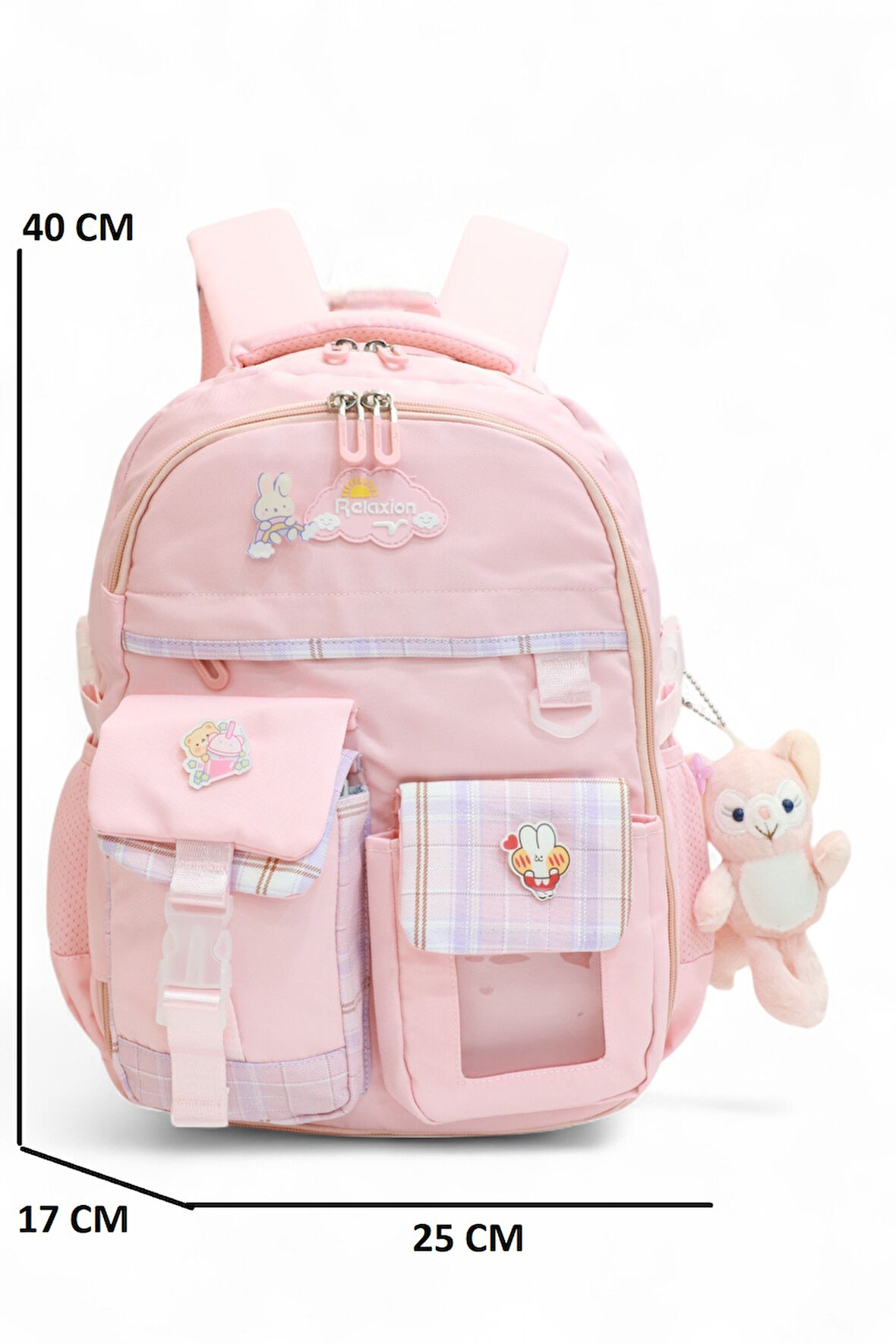 Relaxion 2174-1450 İthal Kore Tarzı Unisex Çocuk İlkokul Sırt Çantası - NKT02174-PUDRA-TEKEBAT