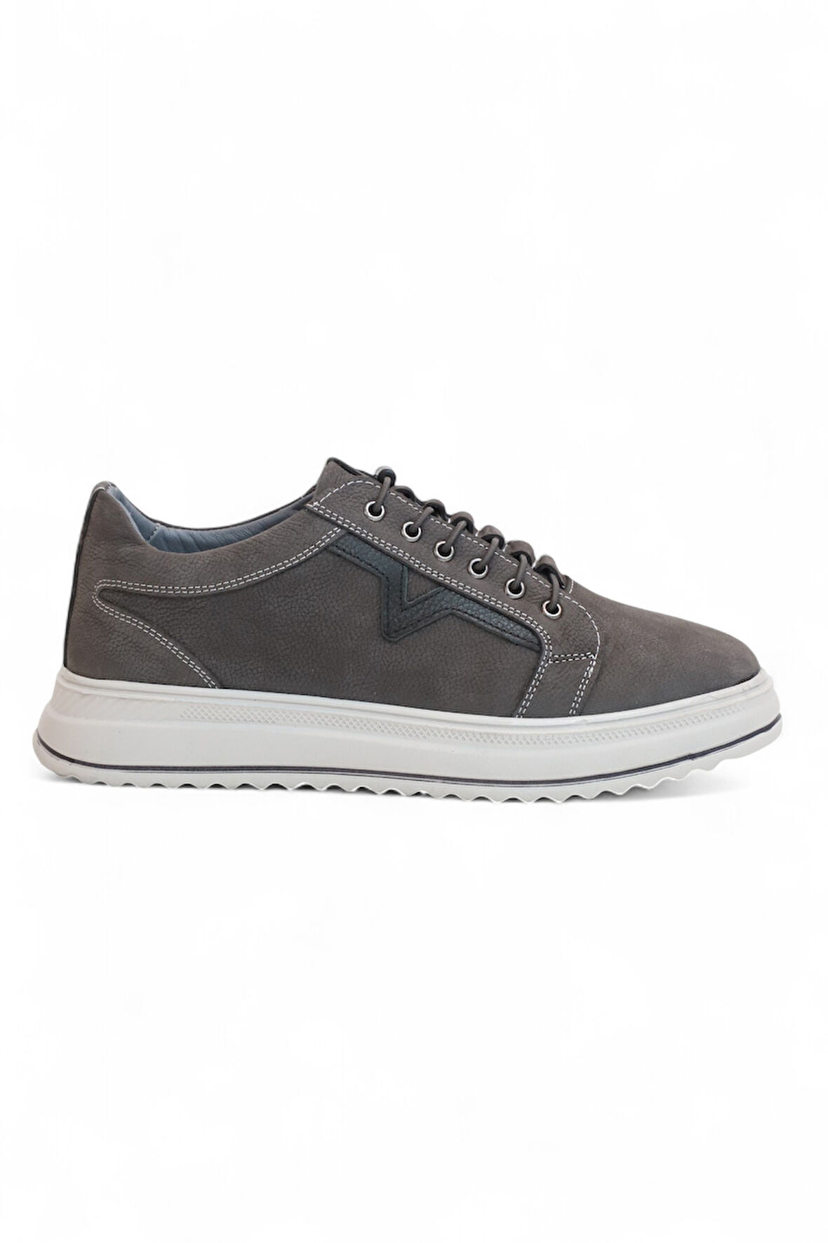2182-Dropland Hakiki Deri Üst Kalite Anatomik Tabanlı Erkek Günlük Sneakers Ayakkabı - NKT02182-Füme-44