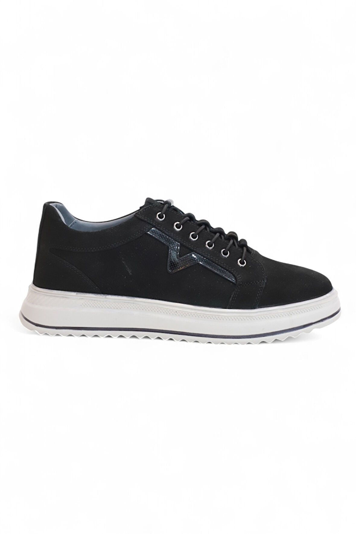 2182-Dropland Hakiki Deri Üst Kalite Anatomik Tabanlı Erkek Günlük Sneakers Ayakkabı - NKT02182-siyah-nubuk-40