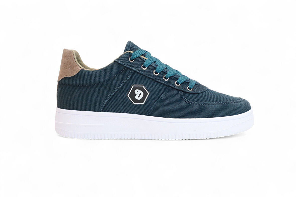 2196-Dakırs Anatomik Tabanlı Erkek Keten Kumaşlı Sneakers Ayakkabı - NKT02196-petrol-yeşil-43