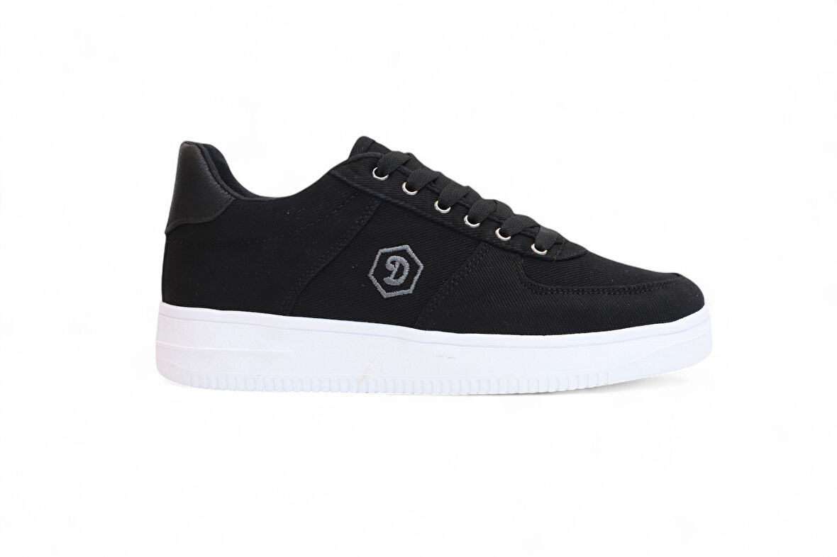 2196-Dakırs Anatomik Tabanlı Erkek Keten Kumaşlı Sneakers Ayakkabı - NKT02196-siyah-44