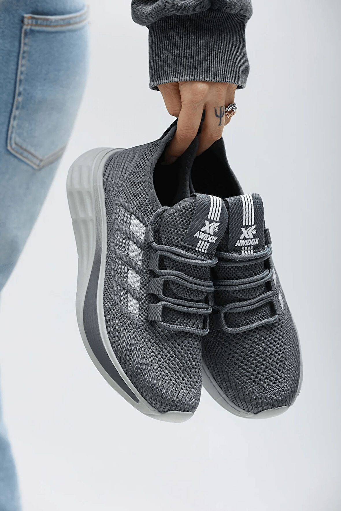 2201-Awıdox Anatomik Tabanlı Unisex Bağcıksız Sneakers Ayakkabı - NKT02201-Füme-42