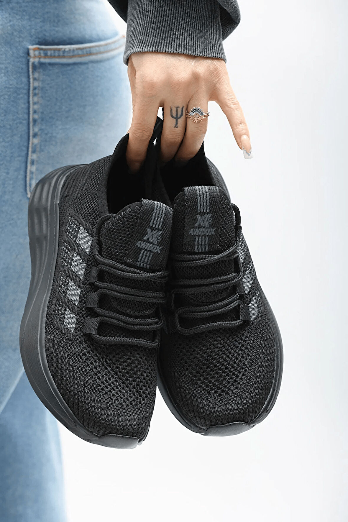 2201-Awıdox Anatomik Tabanlı Unisex Bağcıksız Sneakers Ayakkabı - NKT02201-siyah-42