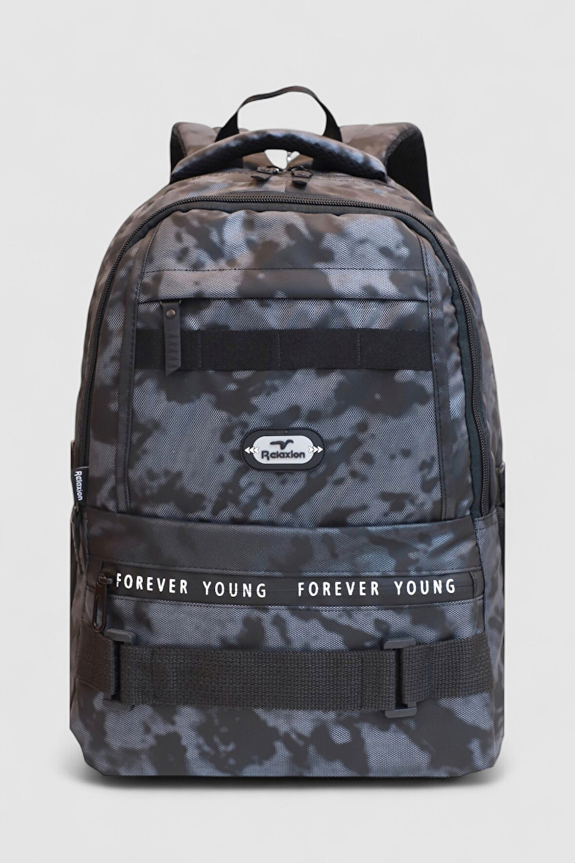 Relaxion 2052-Kamuflaj Üst Kalite Unisex Anatomik Sırt Destekli Günlük,Spor ve Okul Sırt Çantası - NKT02213-Füme-TEKEBAT