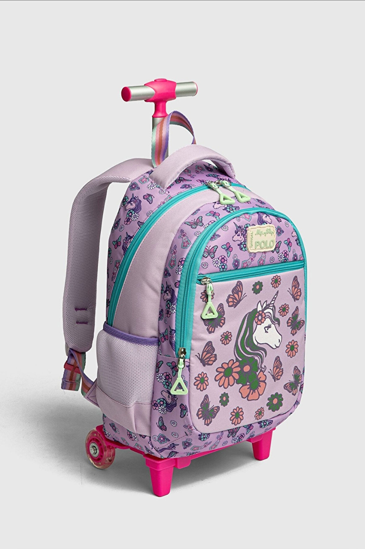 2217-My Polo Anatomik Sırt Yapılı Unisex Işıklı Tekerlekli İlkokul Çantası - NKT02217-PUDRA-TEKEBAT