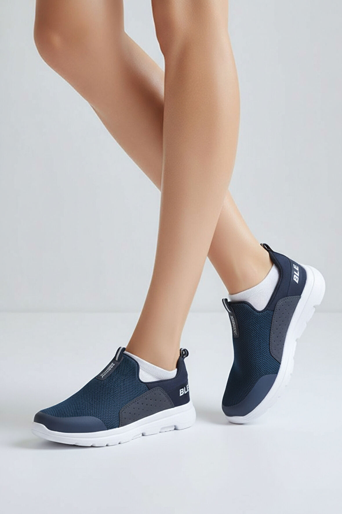 2231-Bestof Anatomik Tabanlı Ultra Hafif Bağcıksız Unisex Yürüyüş Ayakkabısı - NKT02231-lacivert-37