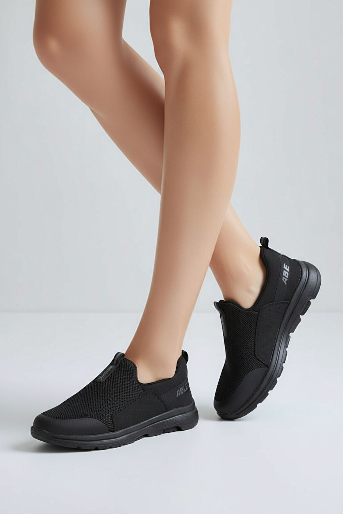 2231-Bestof Anatomik Tabanlı Ultra Hafif Bağcıksız Unisex Yürüyüş Ayakkabısı - NKT02231-siyah-40